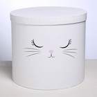 Коробка подарочная шляпная для цветов с доп. элементом, упаковка, «Белый котик», 22 х 22 см 4795216