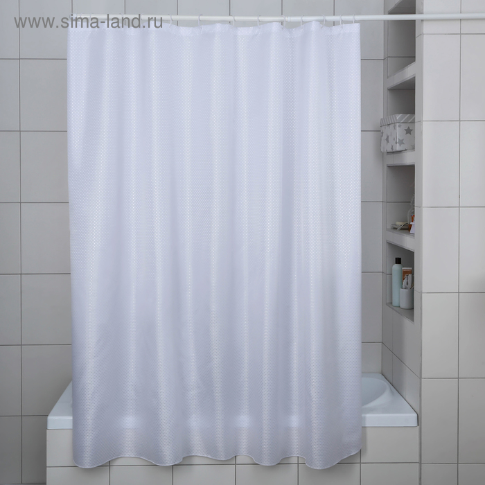 Штора для ванной «Бриллиант», 180×180 см, полиэстер, цвет белый - Фото 1