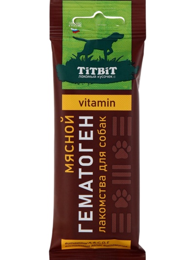 Гематоген Titbit мясной для собак, витаминный, 35 г