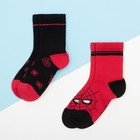 Набор носков "Человек-Паук" 2 пары, красный/чёрный, 14-16 см - фото 71309309
