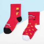 Набор носков "Тачки" 2 пары, красный, 14-16 см - фото 294908314