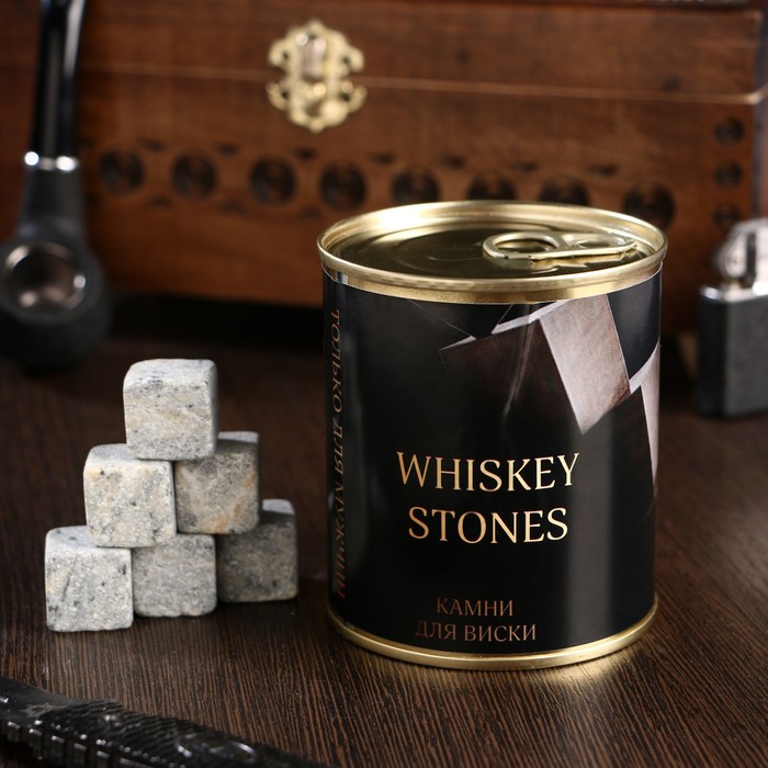 Набор камней для виски "Whiskey stones", в консервной банке, 9 шт. - фото 1899778581