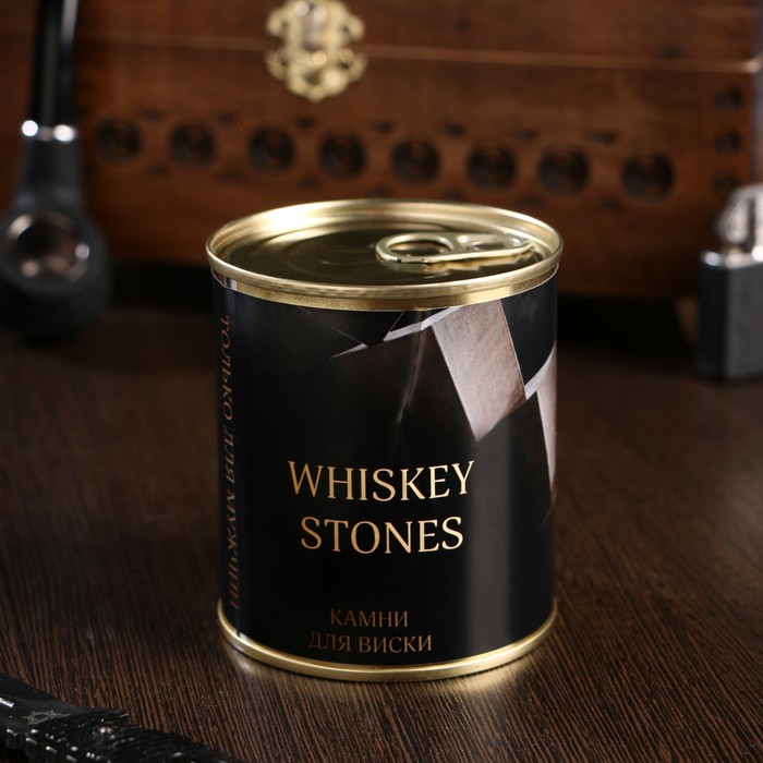 Набор камней для виски "Whiskey stones", в консервной банке, 9 шт. - фото 1877601628