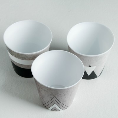 Набор кашпо для цветов 3 в 1 «Черно-белый стиль», 0,8 л, 11 х 12 см