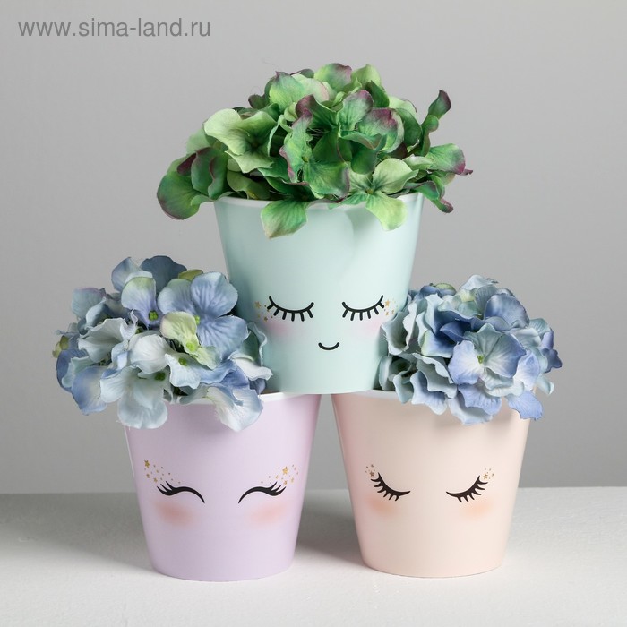 Набор кашпо для цветов 3 в 1 «Милые глазки», 0.8 л, 11×12 см - Фото 1