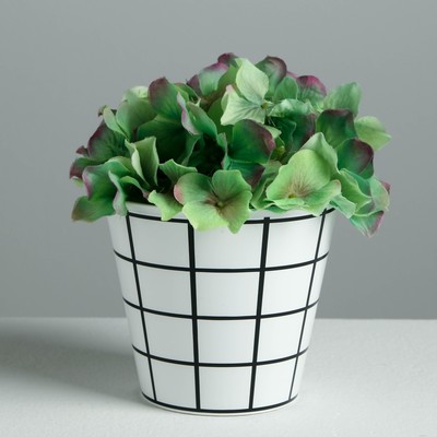 Кашпо для цветов «Черно-белая клетка», 0.8 л, 11×12 см