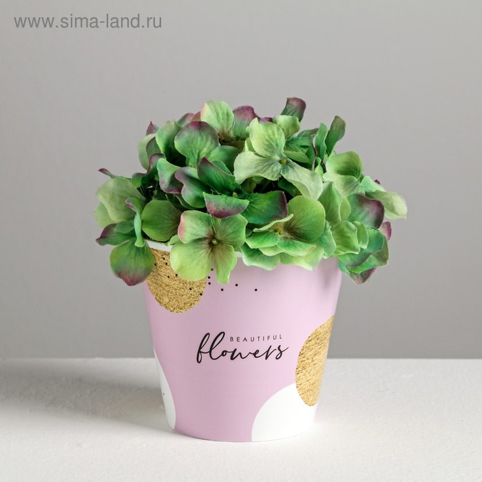 Кашпо для цветов Beautiful flowers, 800 мл, d=12 см, h=11 см, пластиковое - Фото 1