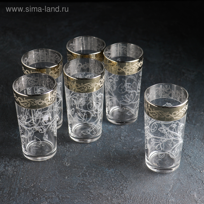 Набор стаканов «Флора», 230 мл, 6 шт, с гравировкой и напылением