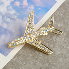 Брошь «Самолёт» на взлёт, цвет радужный в золоте - Фото 1