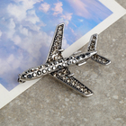 Брошь «Самолёт» на взлёт, цвет серый в серебре - Фото 1