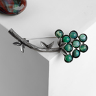 Брошь веточка кустовая «Агат зелёный» в серебре - Фото 1