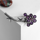 Брошь веточка кустовая «Аметист» в серебре - Фото 1
