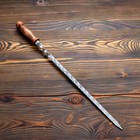 Шампур узбекский с деревянной ручкой, рабочая длина - 40 см, ширина - 14 мм, толщина - 3 мм - Фото 2