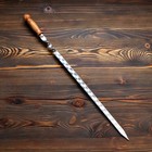Шампур с деревянной ручкой, рабочая длина - 50 см, ширина - 20 мм, толщина - 3 мм с узором - Фото 2