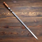 Шампур с деревянной ручкой, рабочая длина - 60 см, ширина - 20 мм, толщина - 3 мм с узором - Фото 2