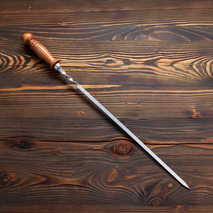 Шампур узбекский с деревянной ручкой, рабочая длина - 40 см, ширина - 10 мм, толщина - 3 мм - фото 1912311774