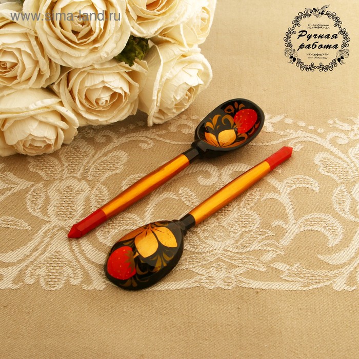 Ложка деревянная «Хохлома», маленькая, традиционная роспись - Фото 1