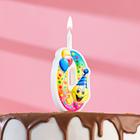 Свеча для торта "Смайлик с шарами", 9,9 см, цифра "0" - фото 318322534