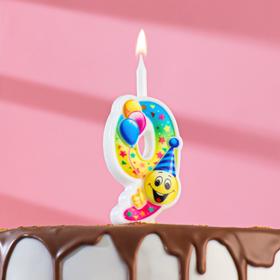 Свеча для торта  "Смайлик с шарами", 12.2 см, цифра "9"