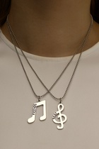 Кулоны парные «Ноты», 45 см, цвет чернёное серебро - Фото 1