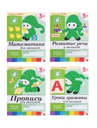 Рабочие тетради «Математика, прописи, развитие речи, уроки грамоты» 3+, набор 4 шт., МИКС 4973911 - фото 5235341