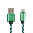 Кабель Defender ACH01-03T PRO, USB - Lightning, 2.1A, 1 м, зеленый - Фото 1