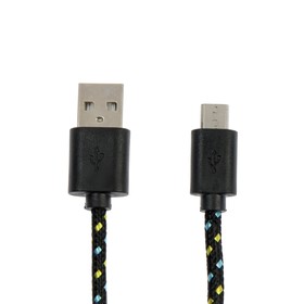 Кабель Defender USB08-03T, USB - microUSB, 1 м, тканевая оплётка, чёрный (комплект 3 шт)