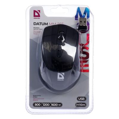 Мышь Defender Datum MM-265, беспроводная, оптическая, 1600 dpi, 2хAAA, USB, чёрная