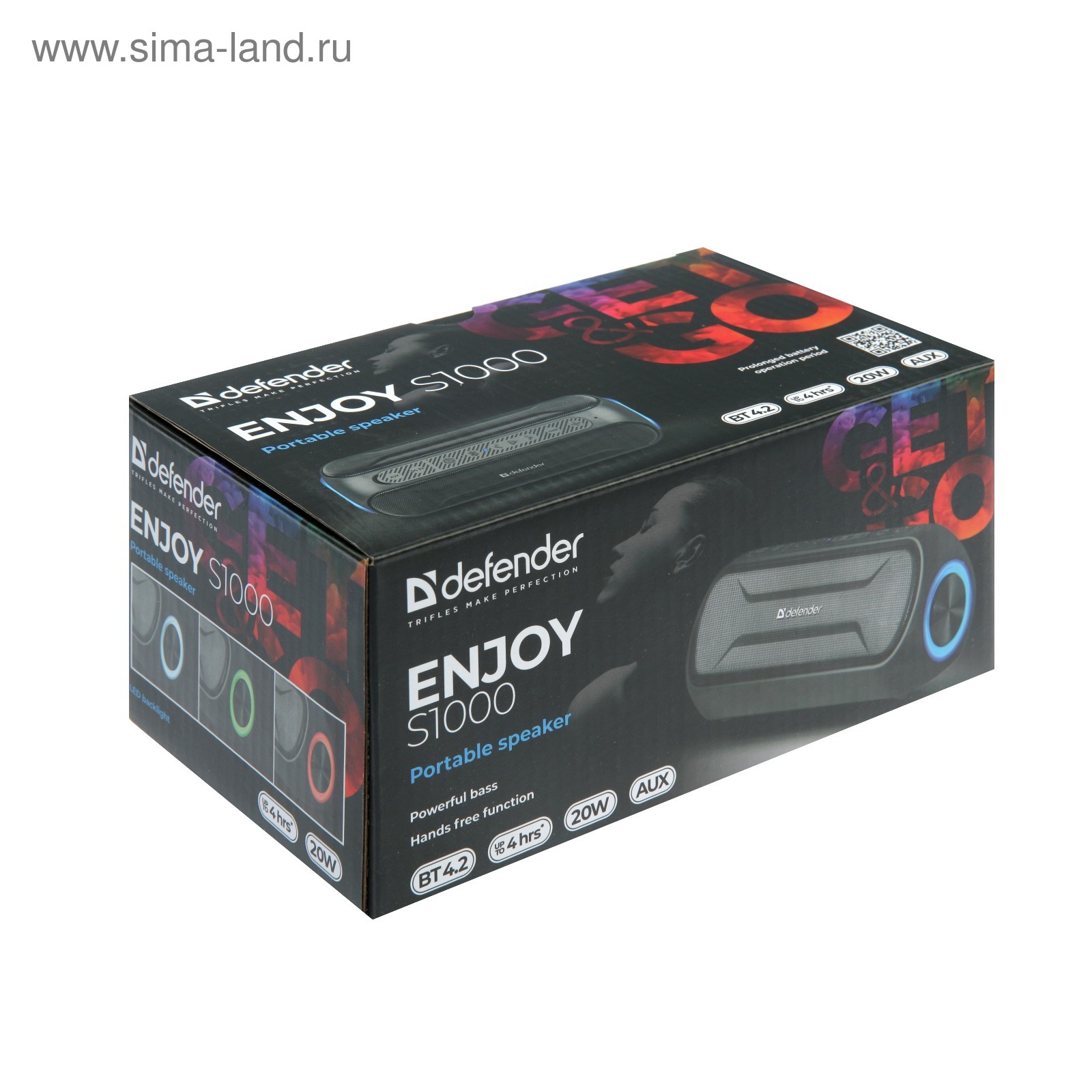 Портативная колонка Defender Enjoy S1000, 20 Вт, Bluetooth 4.2, 2000 мАч,  подсветка, чёрная (4991435) - Купить по цене от 2 070.00 руб. | Интернет  магазин SIMA-LAND.RU