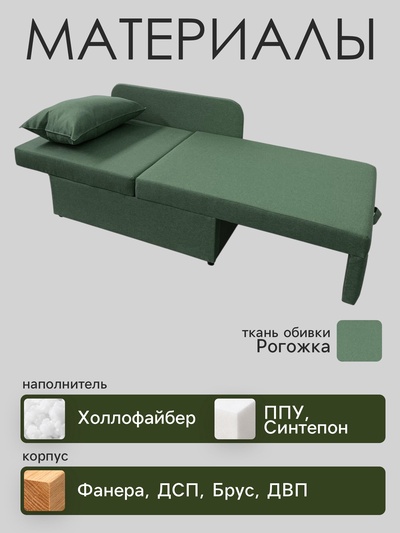 Диван кушетка NEXT NICE, со спальным местом 750×1950 мм, рогожка FOREST