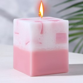 Свеча- куб с мозаикой "Роза" ароматическая, 5×6 см