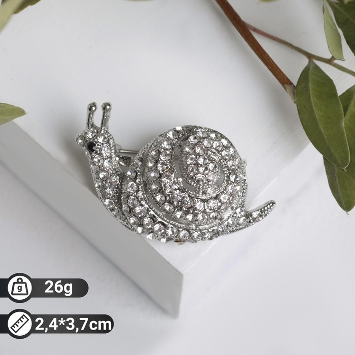 Брошь «Улитка» спираль, цвет белый в серебре - Фото 1