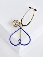 Брошь «Стетоскоп» сердце, синяя в золоте - Фото 8