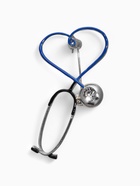 Брошь «Стетоскоп» сердце, синяя в серебре - Фото 1