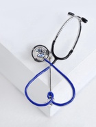 Брошь «Стетоскоп» сердце, синяя в серебре - фото 61003339