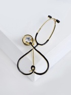 Брошь «Стетоскоп» сердце, чёрная в золоте - фото 23234636
