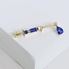 Брошь «Шприц» медицинский, синяя в золоте - Фото 1