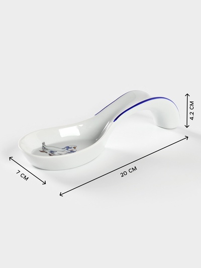 Подставка под ложку Добрушский завод «Гуси», 20 см, фарфор, белая, рисунок МИКС
