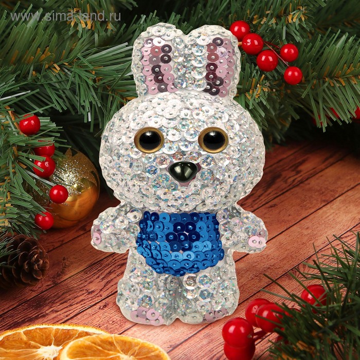 Набор для творчества. Аппликация пайетками «Зайка» 14,2 х 7,4 х 6,5 см + 3 цвета пайеток, в пакете - Фото 1