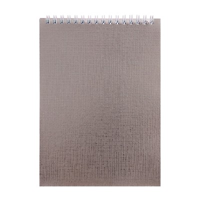 Блокнот А5, 80 листов, в клетку, на гребне, METALLIC «Серебряный», цветной срез, обложка бумвинил