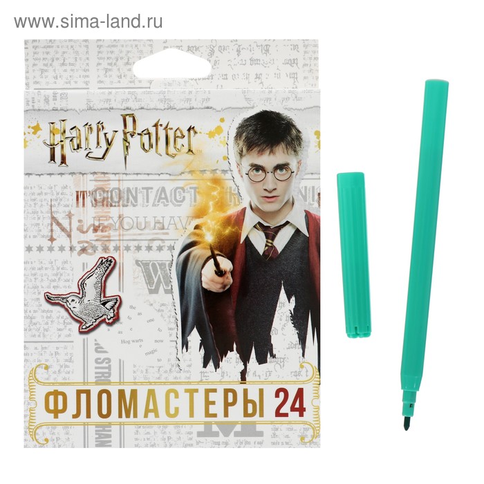Фломастеры 24 цветов "Гарри Поттер", картонная коробка, европодвес - Фото 1
