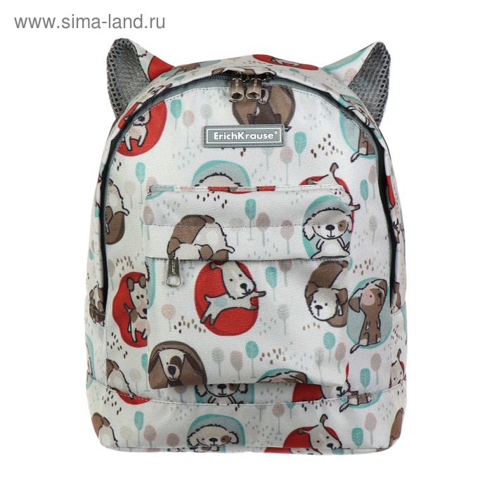 Рюкзачок детский Erich Krause EasyLine Mini, 25 х 20.5 х 11, Little Dogs, белый - Фото 1
