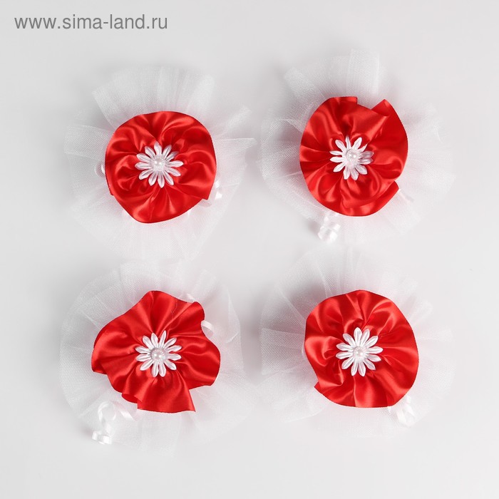 Бант для декора, набор 4 шт., красный - Фото 1
