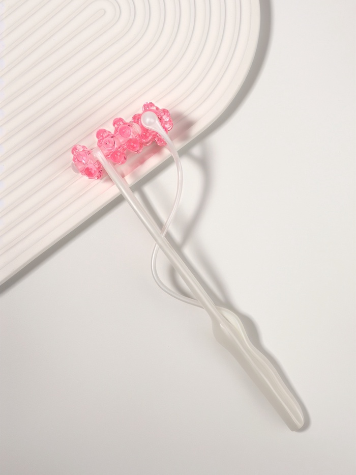 Массажёр для лица и шеи «Трезубец», 3 ролика, 23×5×2.5 см, белый, розовый