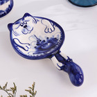Подложка гжель «Кот», бело-синий,керамика, - Фото 1