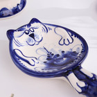 Подложка гжель «Кот», бело-синий,керамика, - Фото 2