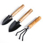 УЦЕНКА Набор садового инструмента, 3 предмета: рыхлитель, 2 совка, длина 20 см, деревянные МИКС ручки - Фото 1