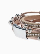 Браслет кожаный на магните «Бусинки», L=38 см, белый, бежевый в серебре - Фото 2