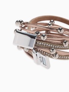 Браслет кожаный на магните «Бусинки», L=38 см, белый, бежевый в серебре - Фото 3