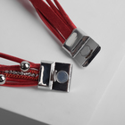 Браслет ассорти "На магните" бусинки, цвет бело-красный в сером металле, 38см - Фото 2